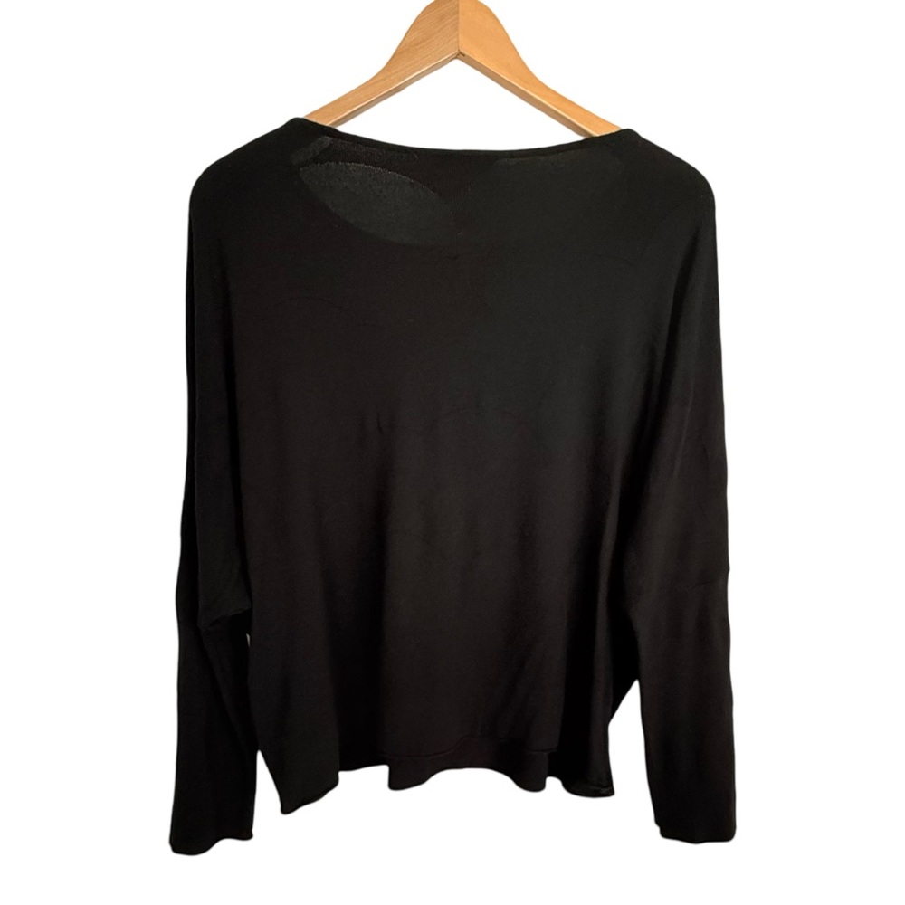 OSKA Black Sweater Doleman Sleeves Lagenlook Scoop Neckline Coastal - Picture 5 of 11